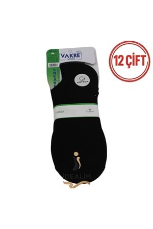 VAKRE 12Lİ ERKEK PENYE SNEAKERS ÇORAP - SİYAH - 40-44