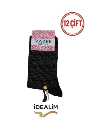 VAKRE 12Lİ BAYAN SOKET ÇORAP - COTTON-B-HALKA DESEN - ASORTİ - 36-40
