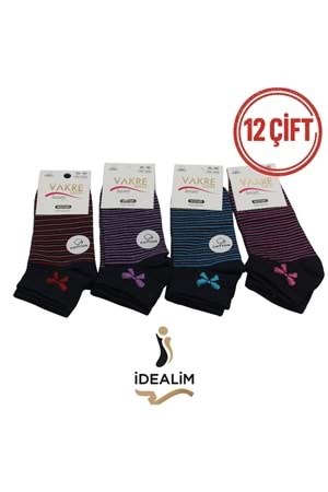 VAKRE 12Lİ BAYAN PENYE PATİK ÇORAP - B-P-KURDALELİ PTK - ASORTİ - 36-40