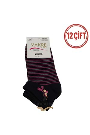 VAKRE 12Lİ BAYAN PENYE PATİK ÇORAP - B-P-KURDALELİ PTK - ASORTİ - 36-40