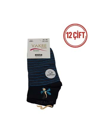 VAKRE 12Lİ BAYAN PENYE PATİK ÇORAP - B-P-KURDALELİ PTK - ASORTİ - 36-40