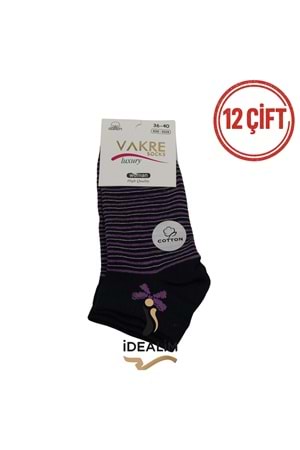VAKRE 12Lİ BAYAN PENYE PATİK ÇORAP - B-P-KURDALELİ PTK - ASORTİ - 36-40