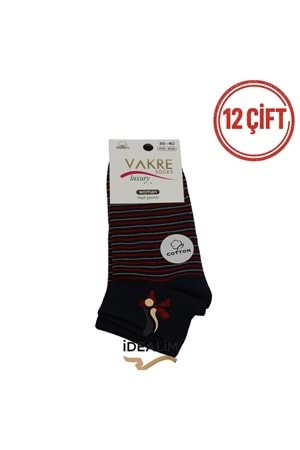 VAKRE 12Lİ BAYAN PENYE PATİK ÇORAP - B-P-KURDALELİ PTK - ASORTİ - 36-40