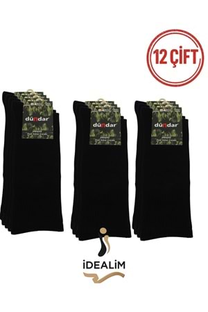 DÜNDAR PLUS 12Lİ 4 MEVSİM ASKER ÇORAP - 9501-SİYAH-40-44