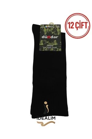 DÜNDAR PLUS 12Lİ 4 MEVSİM ASKER ÇORAP - 9501-SİYAH-40-44