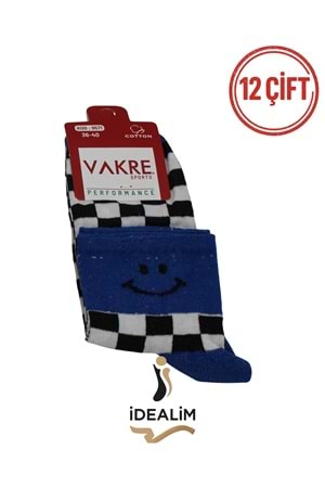 VAKRE 12Lİ BYN ORTA KONÇ KOLEJ ÇORAP - KOLEJ-KARELİ GÜLÜCÜK - ASORTİ - 36-40