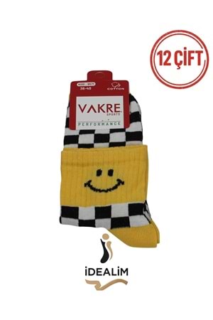 VAKRE 12Lİ BYN ORTA KONÇ KOLEJ ÇORAP - KOLEJ-KARELİ GÜLÜCÜK - ASORTİ - 36-40