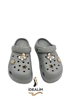 İDEALİM Rahat Tabanlı Yüksek Ölçekli Hastane Aşçı Hemşire Doktor Terliği - 225 TAŞLI - KOYU GRİ - 37