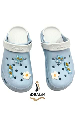 İDEALİM Rahat Tabanlı Yüksek Ölçekli Hastane Aşçı Hemşire Doktor Terliği - 222 FİĞÜRLÜ SÜSLÜ - MAVİ - 40