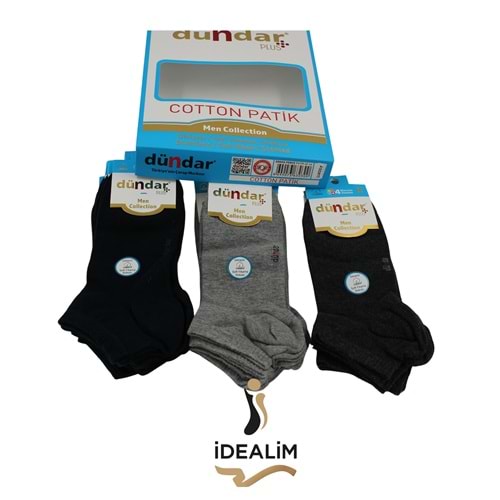 DÜNDAR PLUS 12Lİ ERKEK COTTON PATİK ÇORAP - COTTON - 0300-BEYAZ-40-44