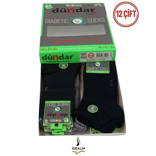 DÜNDAR 12Lİ UNISEX BAMBU DİYABETİK PATİK ÇORAP - DÜNDAR - BAMBU-DİYABET - K.ASORTİ - 36-40