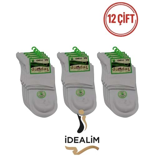 DÜNDAR PLUS 12Lİ BAMBU KONÇ PATİK ÇORAP - BAMBU - BEYAZ - 36-40