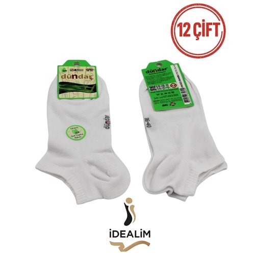 DÜNDAR PLUS 12Lİ UNISEX BAMBU PATİK ÇORAP - BAMBU - BEYAZ - 36-40