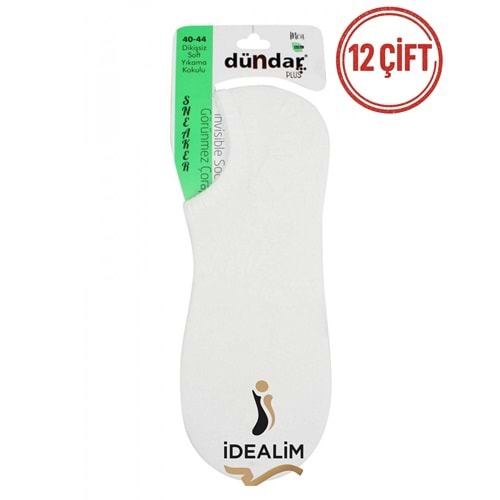 DÜNDAR PLUS 12Lİ UNİSEX SNEAKERS ÇORAP - DÜNDAR - BAMBU - BEYAZ - 36-40