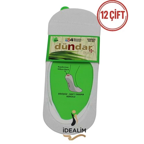 DÜNDAR 12Lİ UNISEX BAMBU BABET ÇORAP - BAMBU - BEYAZ - 36-40
