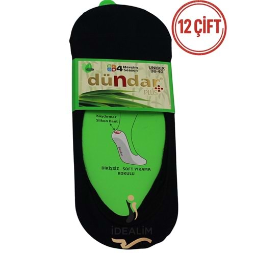 DÜNDAR 12Lİ UNISEX BAMBU BABET ÇORAP - BAMBU - SİYAH - 36-40