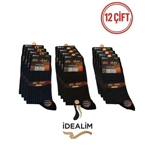 DÜNDAR PLUS 12Lİ ERKEK MODAL LYCRA SOKET ÇORAP - MODAL - ASORTİ - 40-44