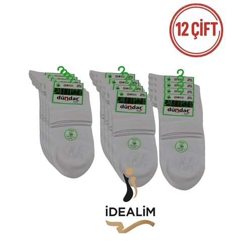 DÜNDAR PLUS 12Lİ ERKEK BAMBU KONÇ PATİK ÇORAP - DÜNDAR - BAMBU - BEYAZ - 40-44