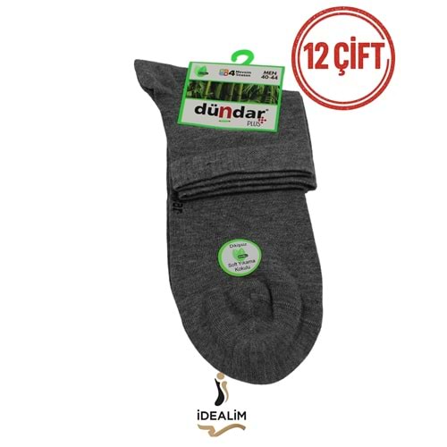 DÜNDAR PLUS 12Lİ ERKEK BAMBU KONÇ PATİK ÇORAP - DÜNDAR - BAMBU - GRİ - 40-44