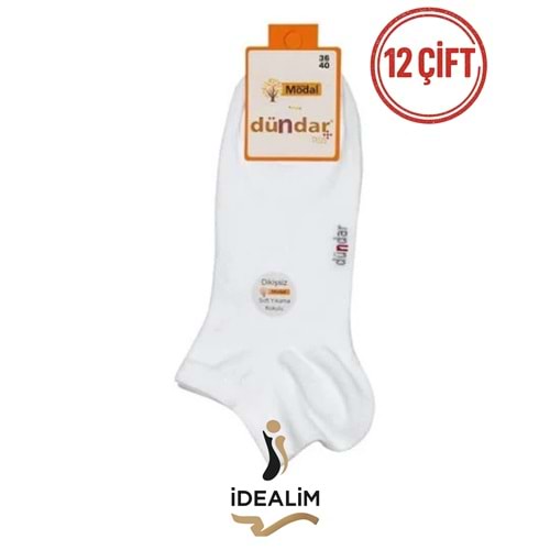 DÜNDAR PLUS 12Lİ KADIN MODAL PATİK ÇORAP - MODAL - BEYAZ - 36-40