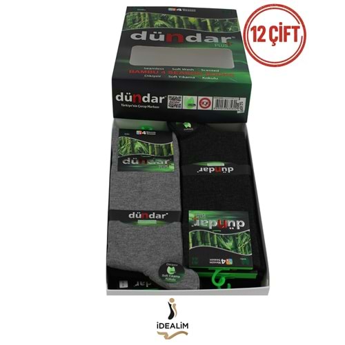 DÜNDAR PLUS 12Lİ ERKEK BAMBU LYCRA SOKET ÇORAP - BAMBU - ASORTİ - 40-44