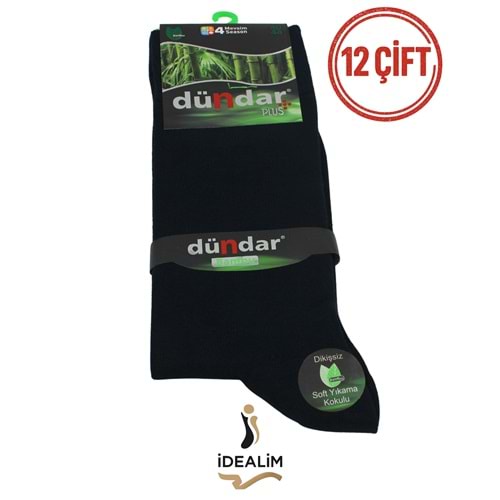 DÜNDAR PLUS 12Lİ ERKEK BAMBU LYCRA SOKET ÇORAP - BAMBU - SİYAH - 40-44