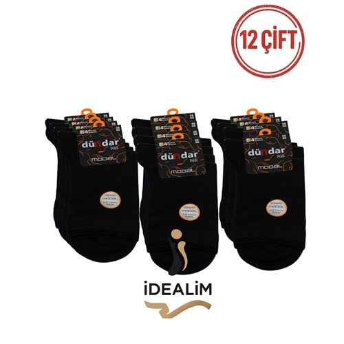 DÜNDAR PLUS 12Lİ KADIN MODAL SOKET ÇORAP - MODAL - SİYAH - 36-40