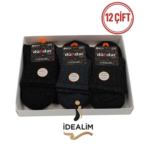 DÜNDAR PLUS 12Lİ KADIN MODAL SOKET ÇORAP - DÜNDAR - MODAL-5725-35-SİMLİ - ASORTİ - 36-40