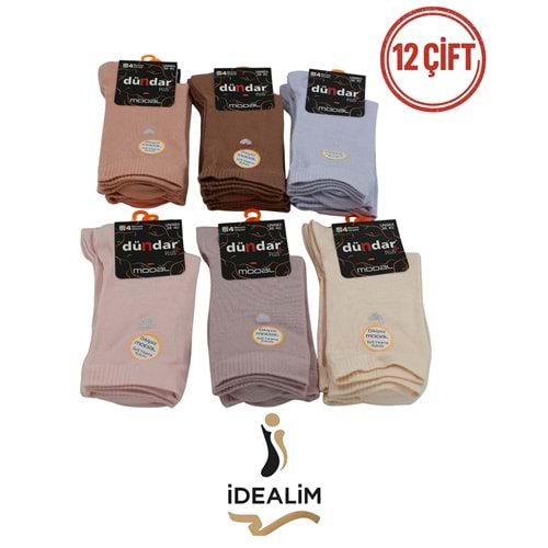DÜNDAR PLUS 12Lİ KADIN MODAL SOKET ÇORAP - MODAL-B-1 - A.ASORTİ - 36-40