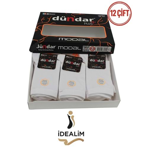 DÜNDAR PLUS 12Lİ KADIN MODAL SOKET ÇORAP - MODAL - BEYAZ - 36-40