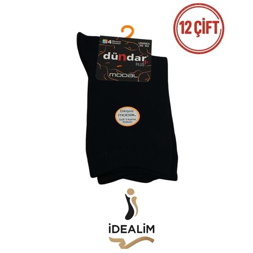 DÜNDAR PLUS 12Lİ KADIN MODAL SOKET ÇORAP - MODAL - SİYAH - 36-40