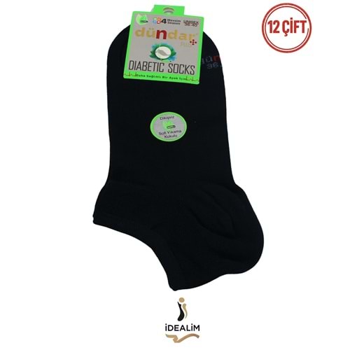 DÜNDAR PLUS 12Lİ ERKEK BAMBU PATİK (DİYABETİK) ÇORAP - BAMBU - SİYAH - 40-44