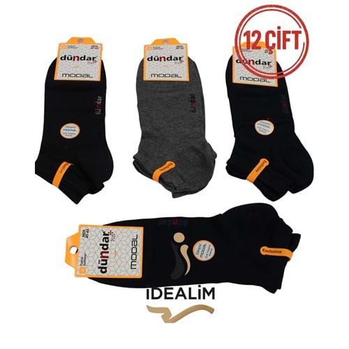 DÜNDAR PLUS 12Lİ ERKEK MODAL PATİK ÇORAP - MODAL - ASORTİ - 40-44