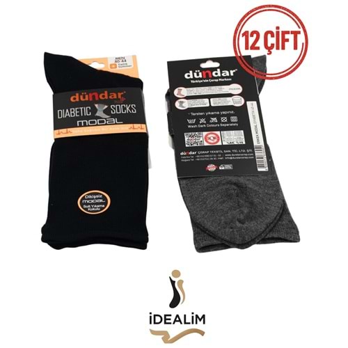 DÜNDAR PLUS 12Lİ MODAL DİYABETİK SOKET - MODAL-DİYABET - ASORTİ - 40-44