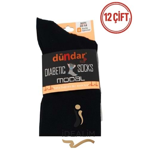 DÜNDAR PLUS 12Lİ MODAL DİYABETİK SOKET - MODAL-DİYABET - SİYAH - 40-44