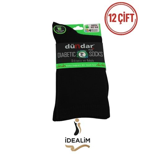DÜNDAR PLUS 12Lİ ERKEK BAMBU (DİYABETİK) ÇORAP - DÜNDAR - BAMBU - SİYAH - 40-44