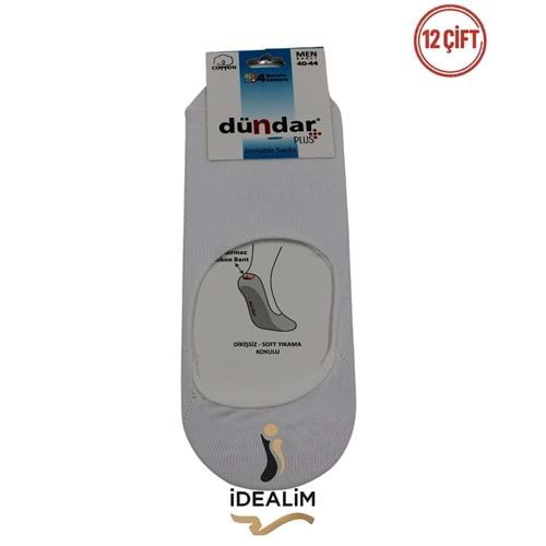 DÜNDAR PLUS 12Lİ ERKEK COTTON BABET ÇORAP - 8207-BEYAZ-40-44