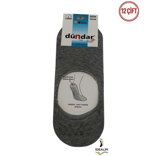 DÜNDAR PLUS 12Lİ ERKEK COTTON BABET ÇORAP - 8207-GRİ-40-44