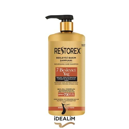 Restorex 900ML Besleyici Bakım Şampuan-7 Besleyici Yağ-(Ağırlaştırmadan Yumuşatır ve Parlaklık Verir)