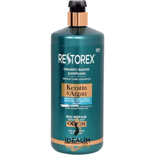 Restorex 900ML Onarıcı Bakım Şampuan Keratin+Argan (Kırılmaya Karşı Yoğun Onarılmış ve Pürüzsüz Saçlar)
