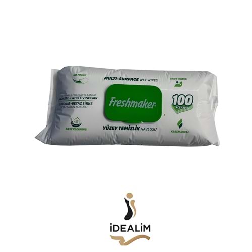 FREESMAKER 100LÜ YÜZEY TEMİZLEME MENDİLİ KARBONAT+BEYAZ SİRKE