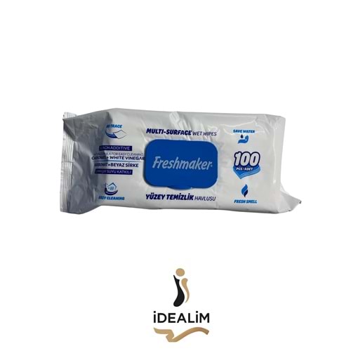 FREESMAKER 100LÜ YÜZEY TEMİZLEME MENDİLİ ÇAMAŞIR SUYU KATKILI