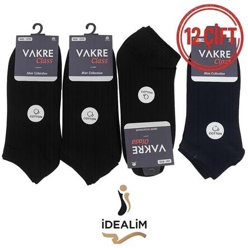 VAKRE 12Lİ ERKEK PENYE PATİK - PENYE PATİK - SİYAH - 40-44