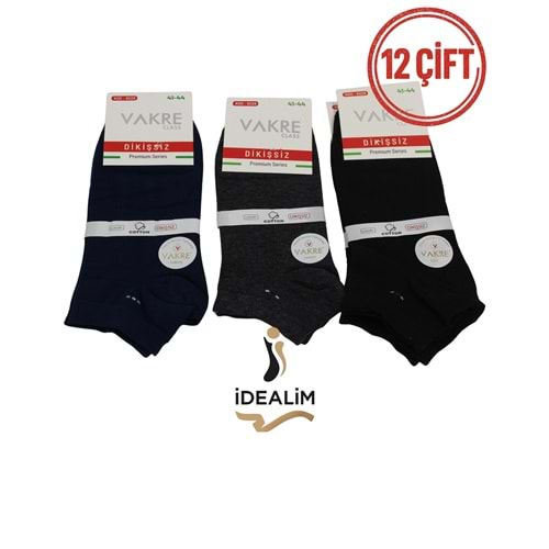 VAKRE 12Lİ ERKEK PATİK-DİKİŞSİZ (Penye)