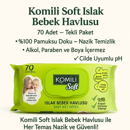 KOMİLİ SOFT ISLAK BEBEK HAVLUSU 70Lİ