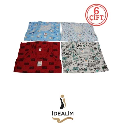 DORUK 6LI ERK ÇOCUK EMP DESENLİ ATLET - ASORTİ - 5