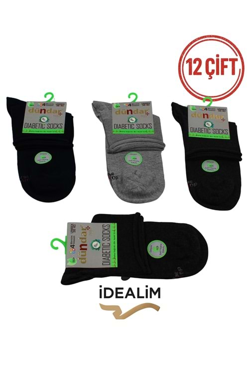 DÜNDAR 12Lİ UNISEX BAMBU KONÇ DİYABETİK - DÜNDAR - BAMBU-DİYABET - K.ASORTİ - 36-40