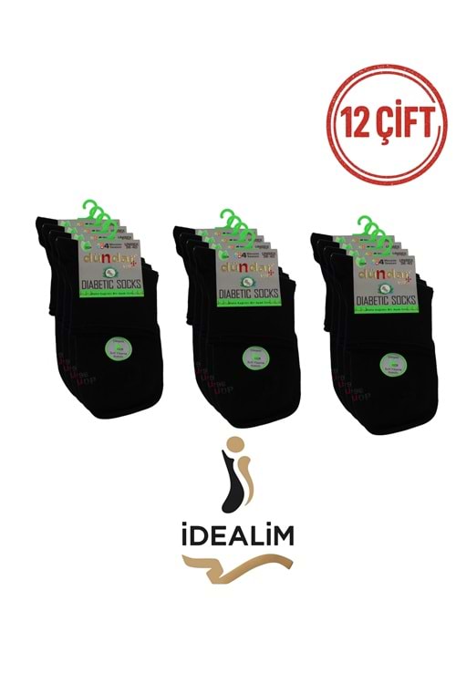 DÜNDAR 12Lİ UNISEX BAMBU KONÇ DİYABETİK - DÜNDAR - BAMBU-DİYABET - SİYAH - 36-40