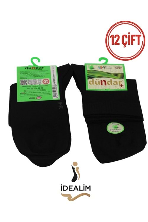 DÜNDAR PLUS 12Lİ BAMBU KONÇ PATİK ÇORAP - BAMBU - SİYAH - 36-40