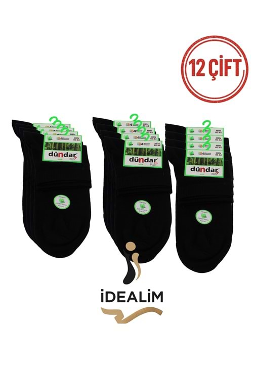 DÜNDAR PLUS 12Lİ ERKEK BAMBU KONÇ PATİK ÇORAP - DÜNDAR - BAMBU - SİYAH - 40-44